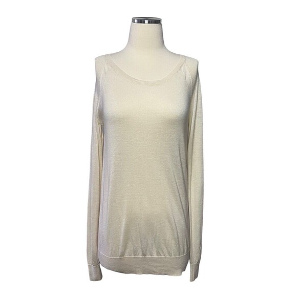 Vince Women's Size Small Sweater Wool Silk Blend Lightweight Cream Scoop Neck - Picture 1 of 7